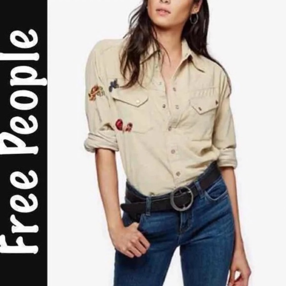 Free People Embroidered shirt
